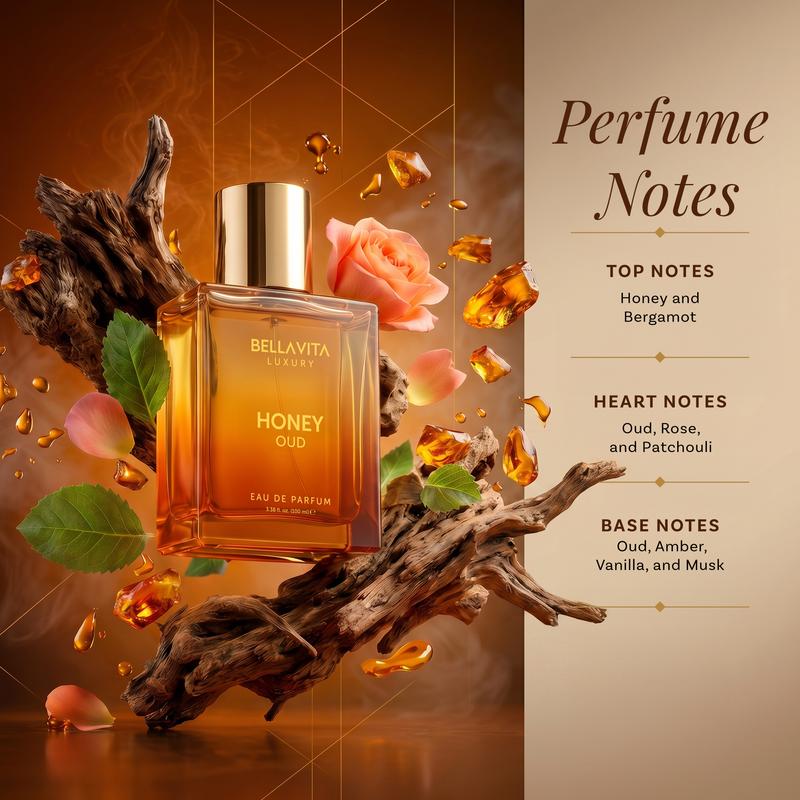 Bell Air Luxury's Honey Oud | Eau de Parfum 100ml (3.4 fl oz) | Patchouli, Vanilla, Bergamot | Floral & Spicy | Made with Clean & Vegan Essentials Oils | Cruelty Free Fragrance Perfume